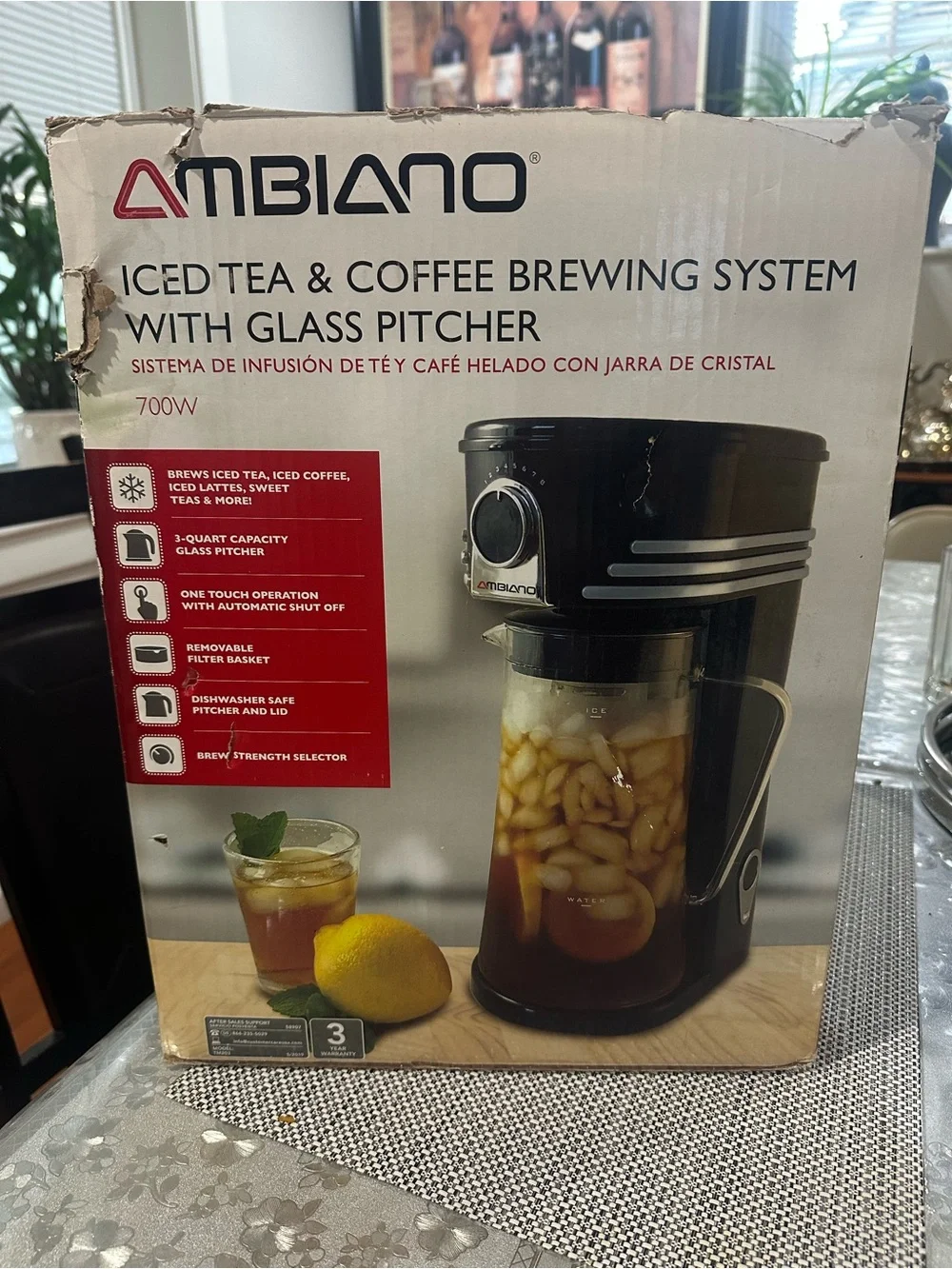 AMBIANO Black Iced Tea & Coffee Brewing System with Glass Pitcher Brand New